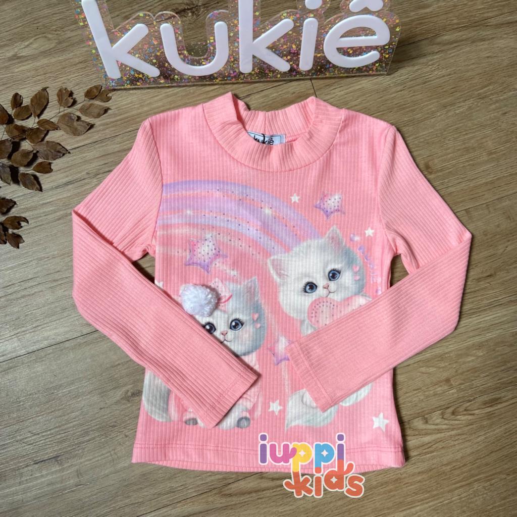 BLUSA CANELADA GOLA ALTA KUKIE GATINHOS