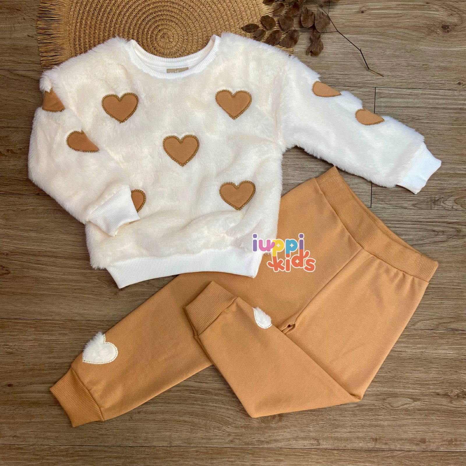 CONJUNTO MILON PELINHOS BLUSA E CALÇA CORAÇOES