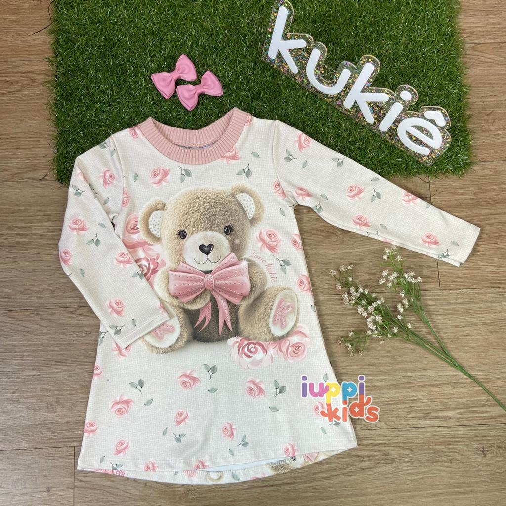 VESTIDO KUKIE MANGA LONGA FLORAL URSINHA