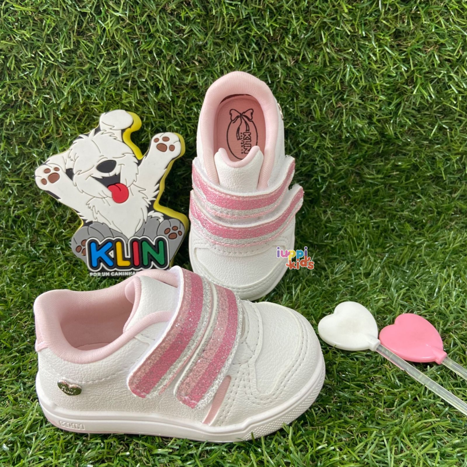 TENIS KLIN MOON BABY BRANCO E ROSA CLARO