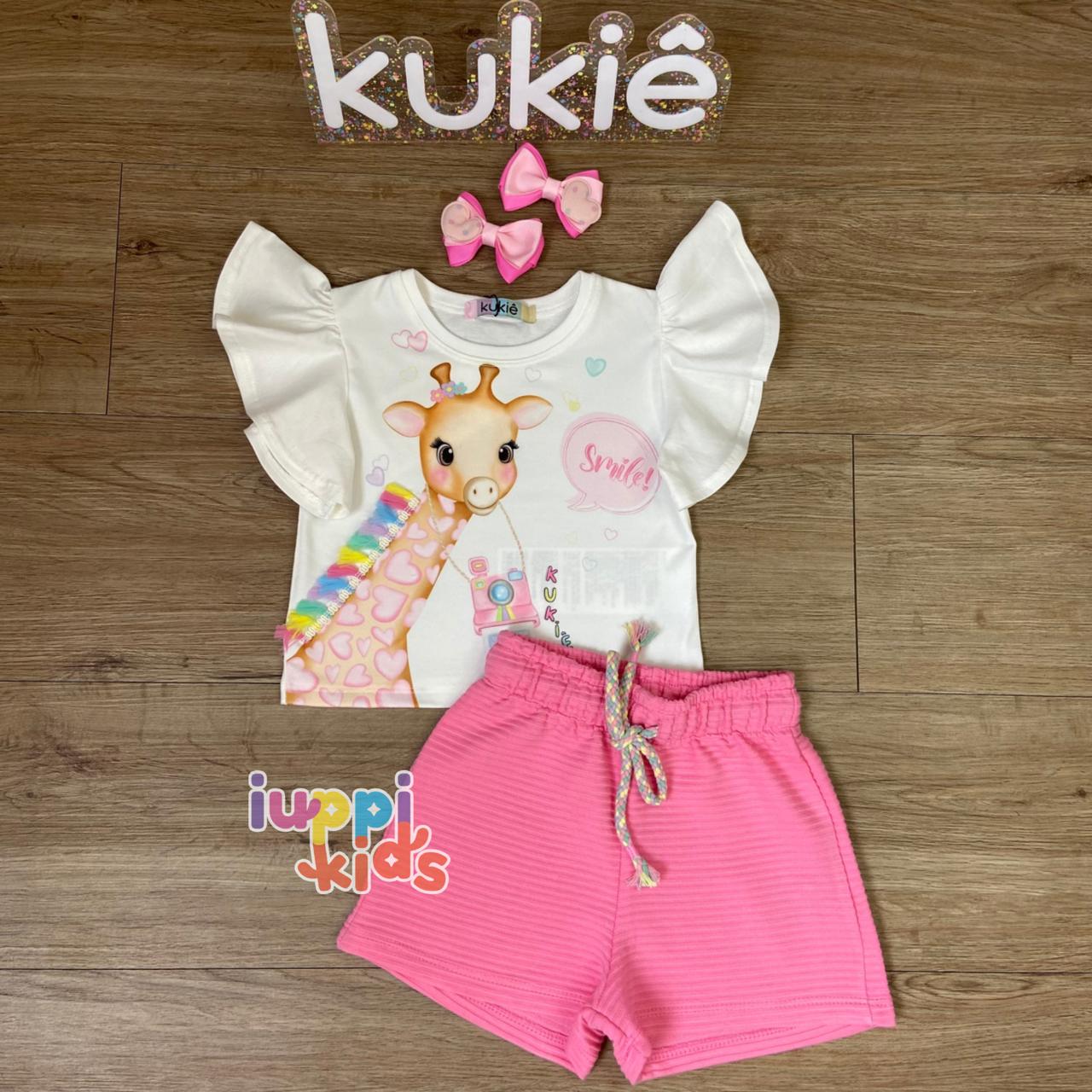 CONJUNTO KUKIE BLUSA E SHORT GIRAFINHA SMILE