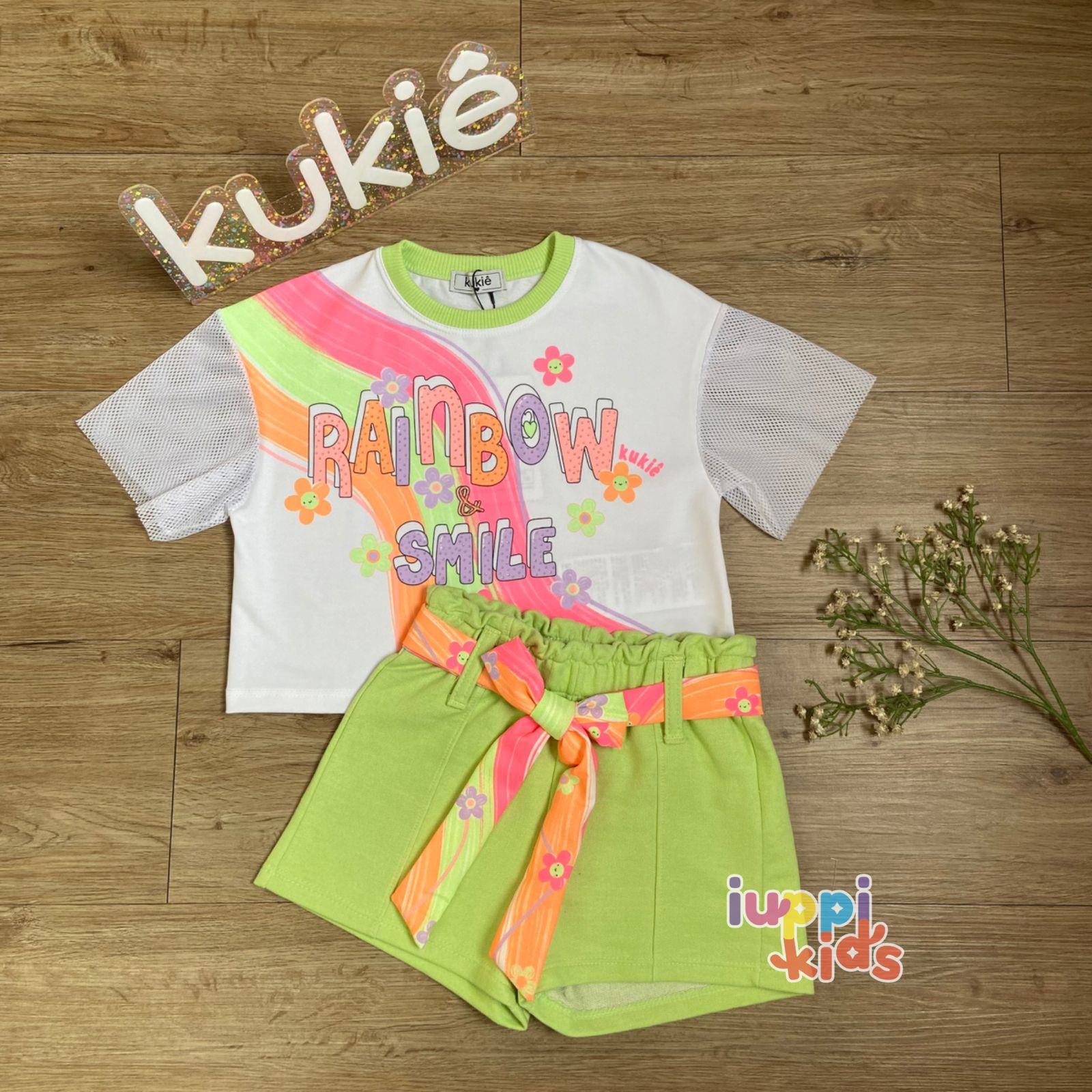 CONJUNTO KUKIE BLUSA E SHORTS RAINBOW