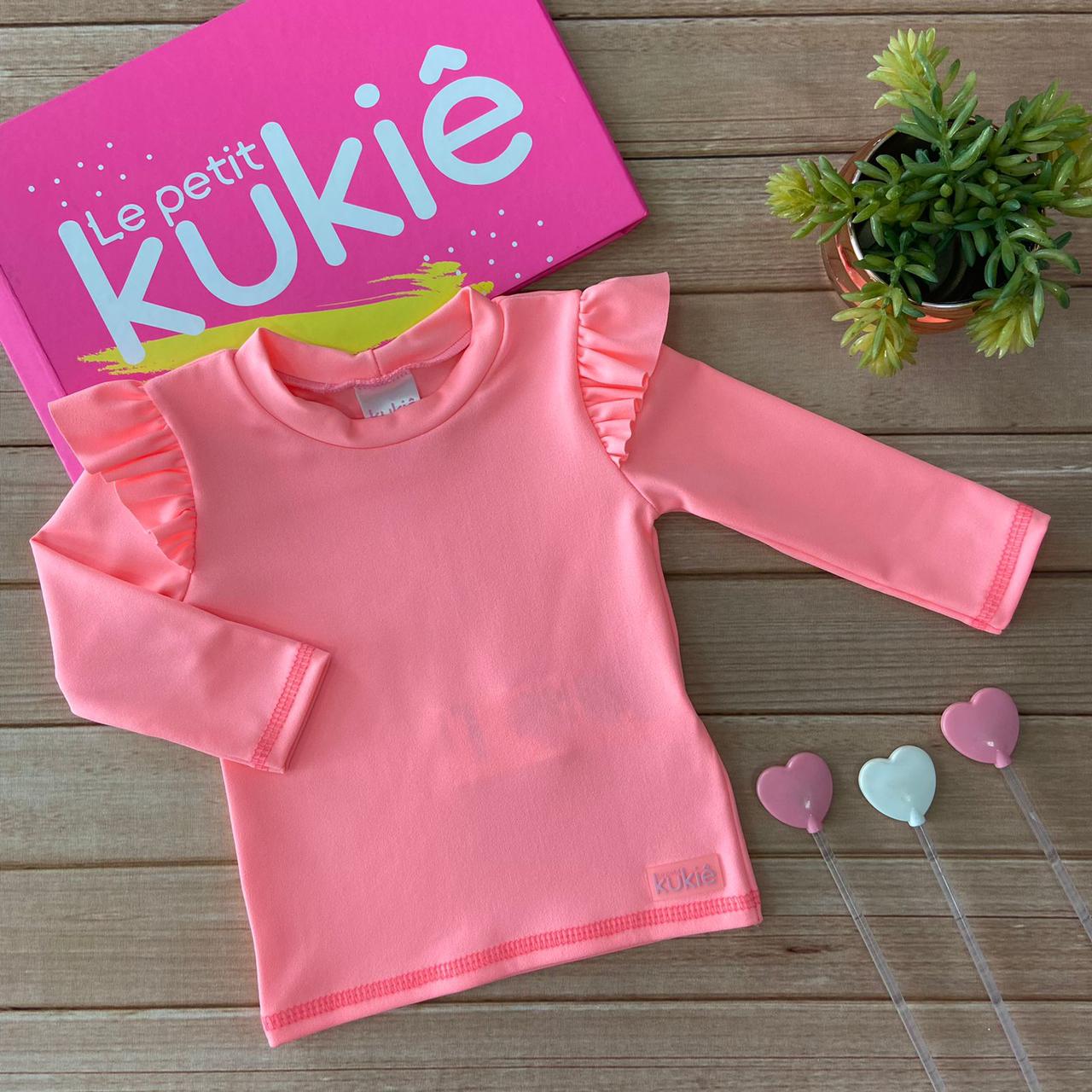 BLUSA DE PROTEÇAO U.V KUKIE BABY NEON COM BABADO