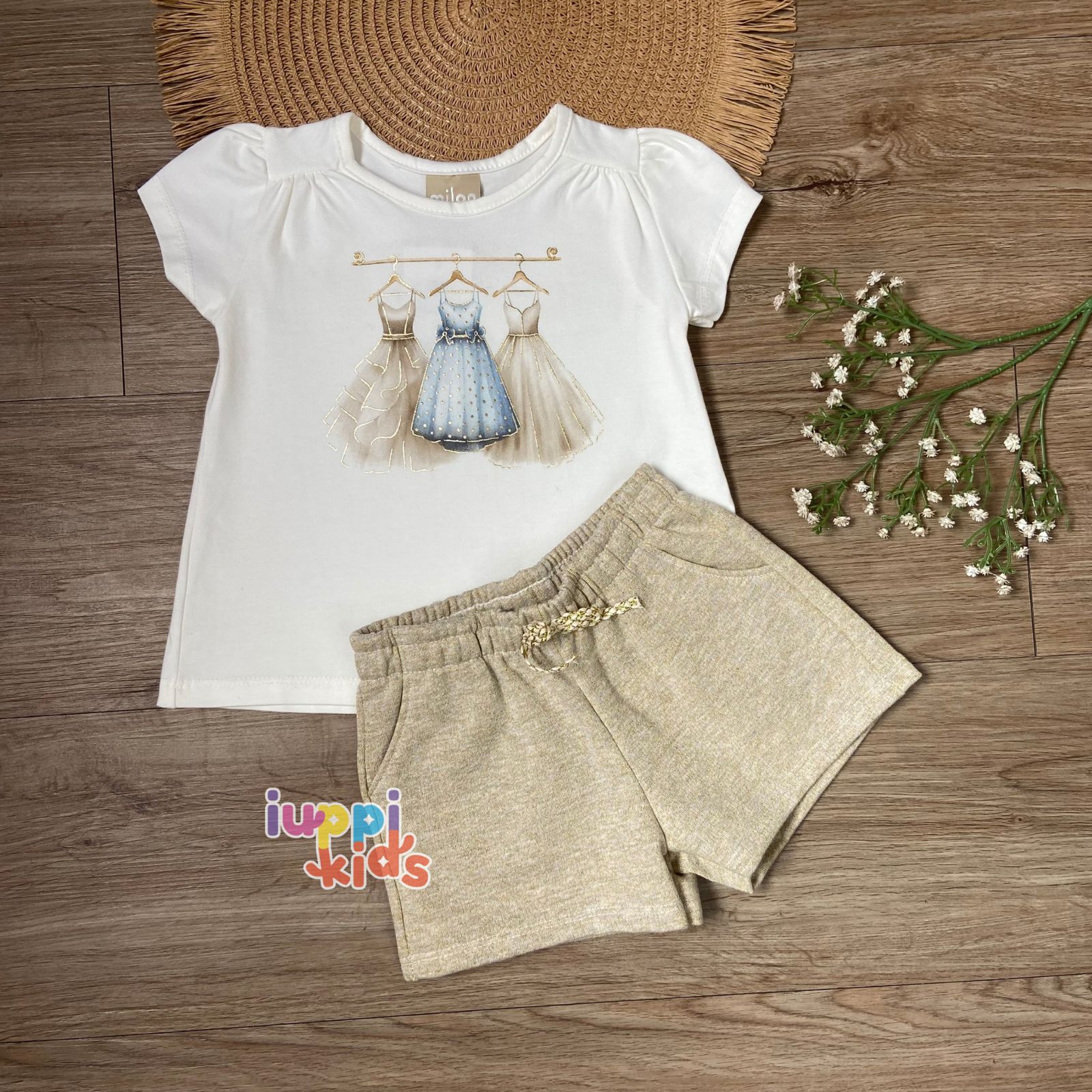 CONJUNTO MILON BLUSA E SHORT FASHION STYLIST DOURADO