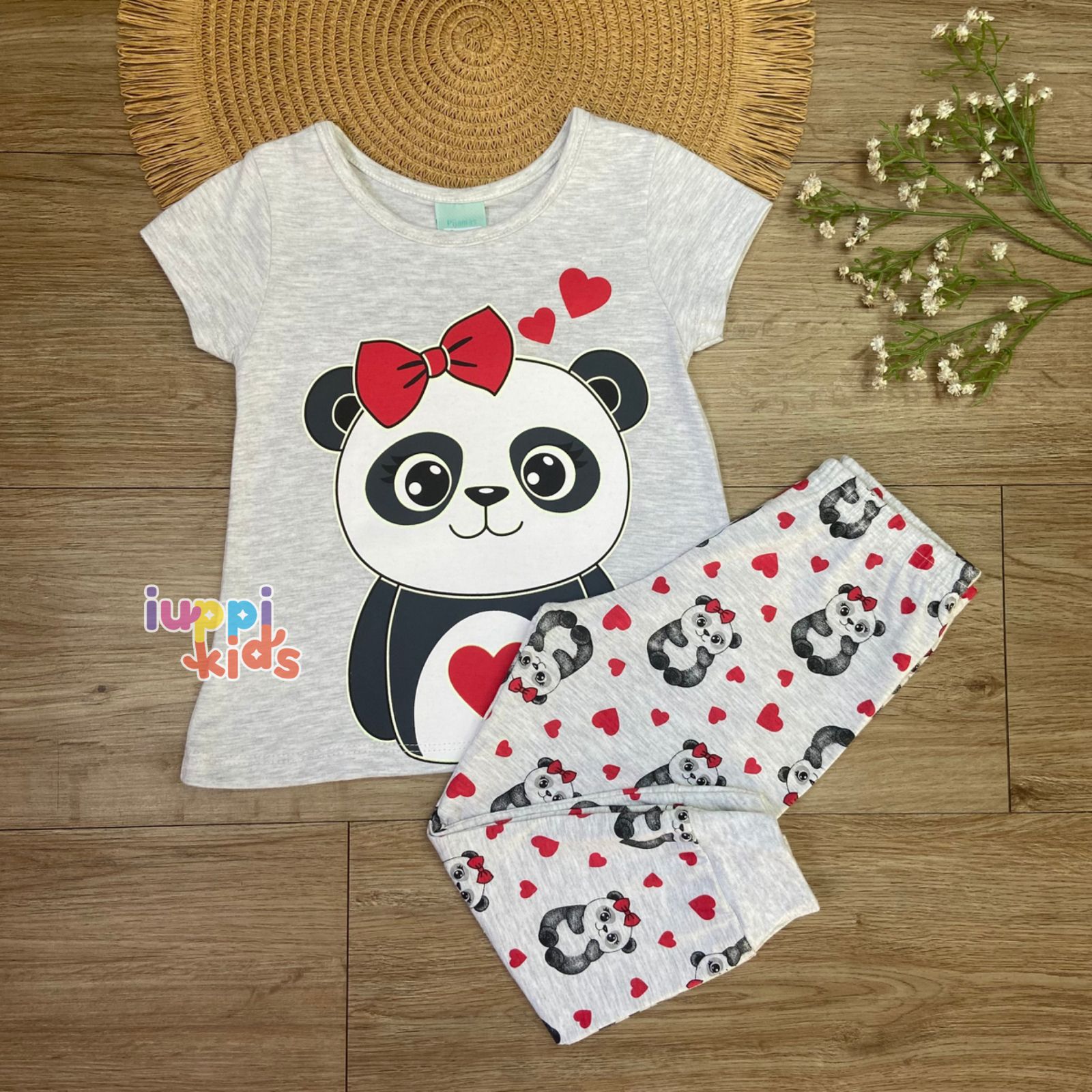 PIJAMA KYLY URSINHA PANDA COM CALÇA, BRILHA NO ESCURO!