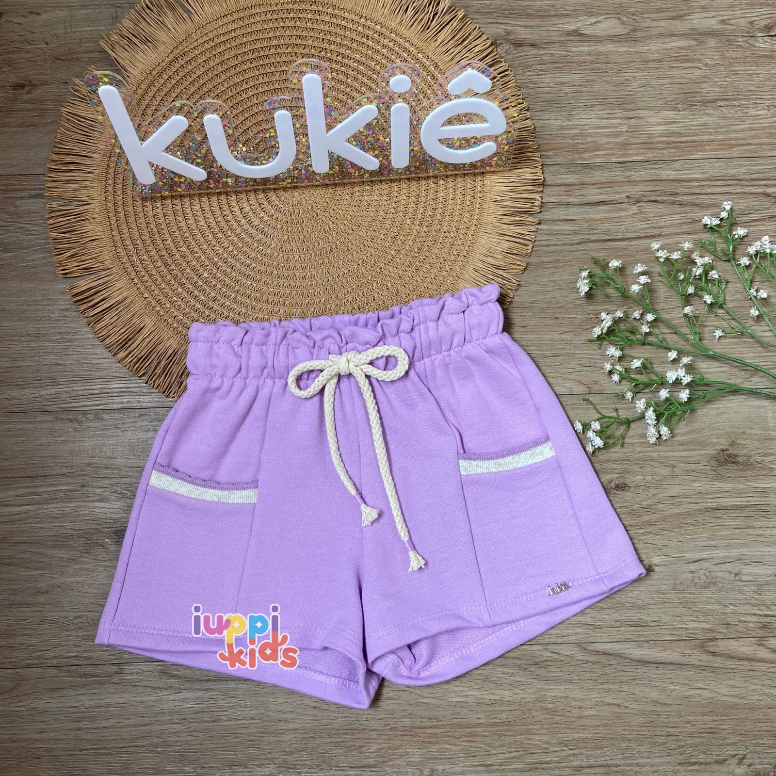 SHORTS KUKIE EM MOLETOM SEM PELUCIA 