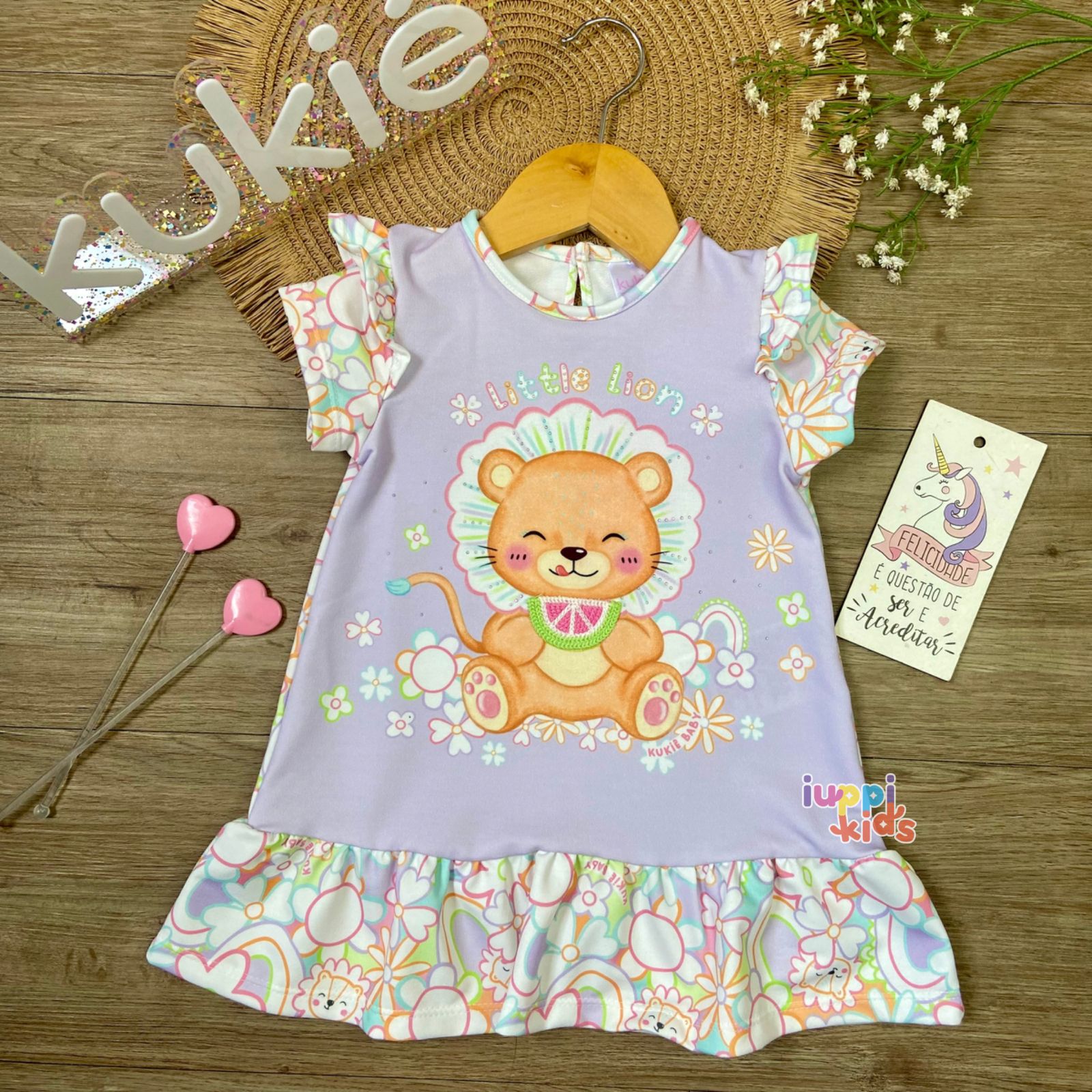 VESTIDO KUKIE BABY COM BABADO LITTLE LION