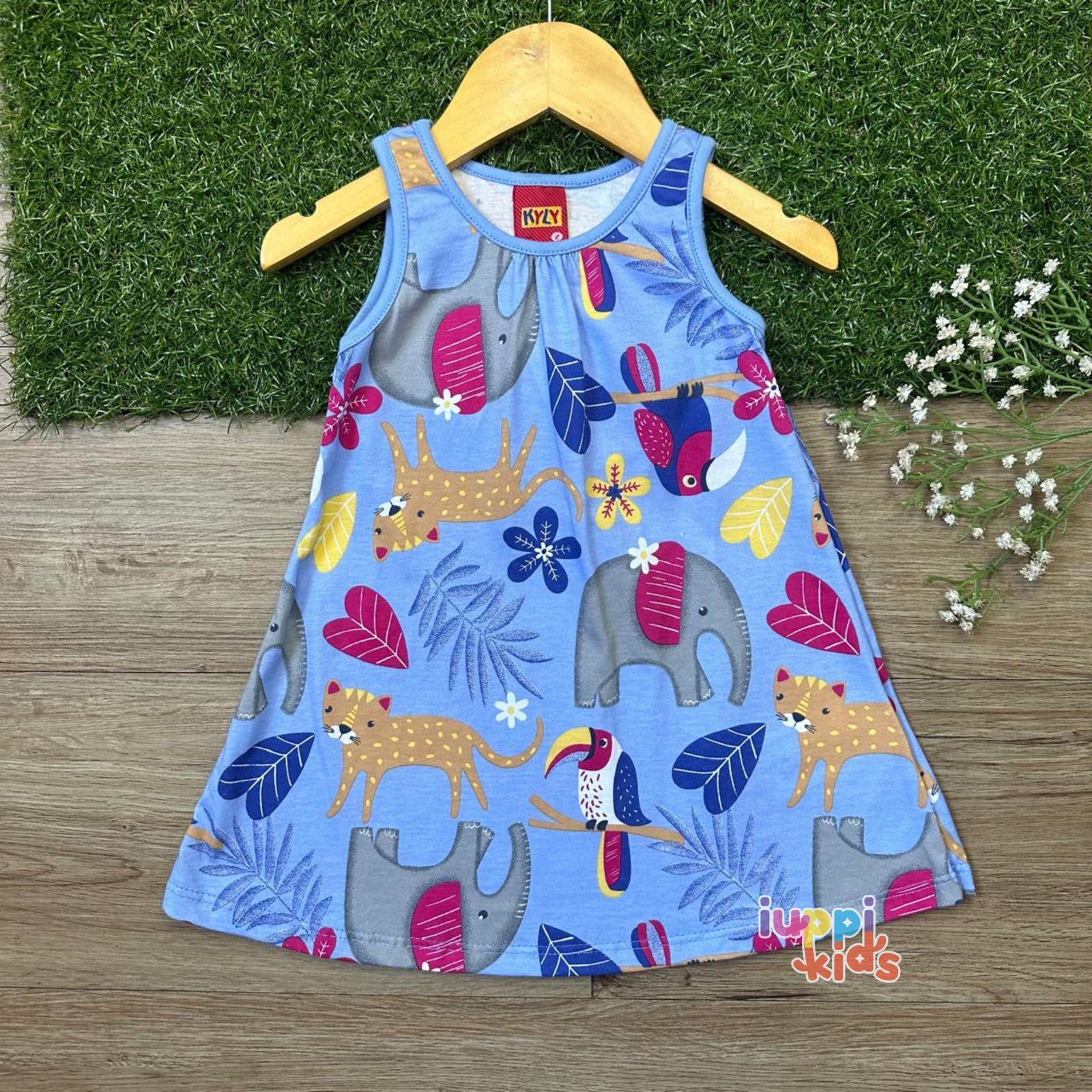 VESTIDO REGATA KYLY PASSEIO NA FLORESTA AZUL