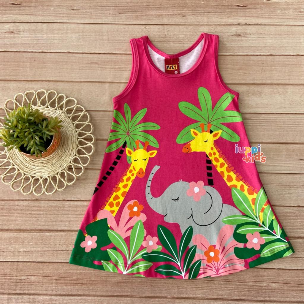 VESTIDO REGATA KYLY ELEFANTE E GIRAFAS