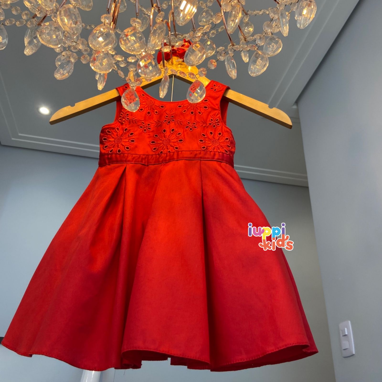 VESTIDO MILON VERMELHO TECIDO ACETINADO COM LACO 