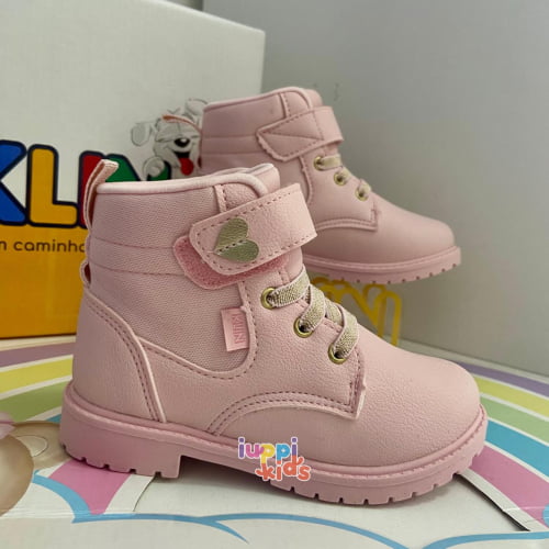 BOTA COTURNO KLIN ROCK MINI - ROSA CLARO/DOURADO