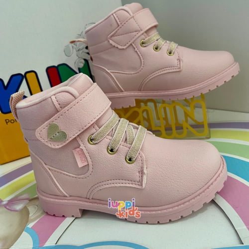 BOTA COTURNO KLIN ROCK MINI - ROSA CLARO/DOURADO