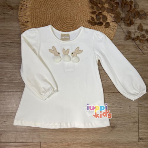 BLUSA MEIA ESTAÇAO MILON COELHINHO OFF WHITE