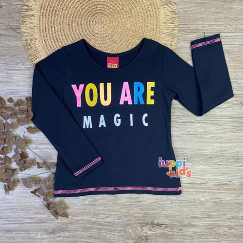 BLUSA MEIA ESTAÇAO KYLY MAGIC, PRETA.