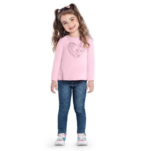 BLUSA MEIA ESTAÇAO KYLY COM STRASS ROSA CUPCAKE