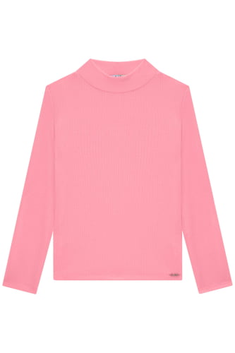 BLUSA KUKIE CANELADA GOLA ALTA ROSA NEON