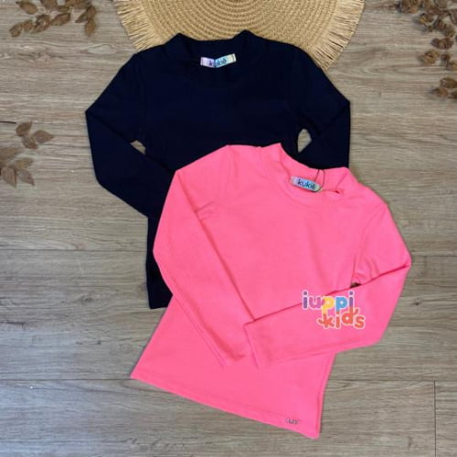 BLUSA KUKIE CANELADA GOLA ALTA ROSA NEON