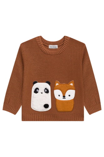 BLUSAO TRICOT LUC.BOO PANDA E RAPOSA