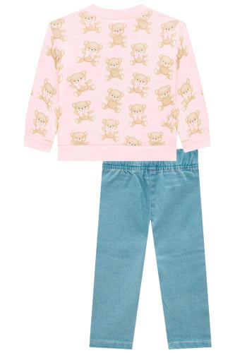 CONJUNTO KUKIE BABY URSINHA BLUSA E CALÇA JEANS