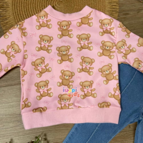 CONJUNTO KUKIE BABY URSINHA BLUSA E CALÇA JEANS