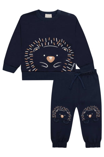 CONJUNTO MOLETOM LUC.BOO PORCO ESPINHO AZUL MARINHO