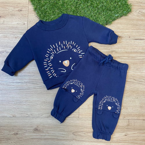 CONJUNTO MOLETOM LUC.BOO PORCO ESPINHO AZUL MARINHO