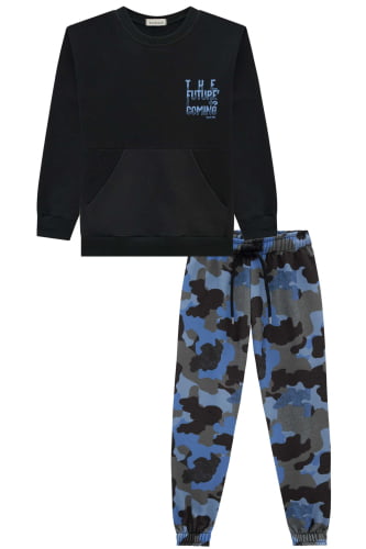 CONJUNTO MOLETOM LUC.BOO BLUSA E CALCA CAMUFLADA