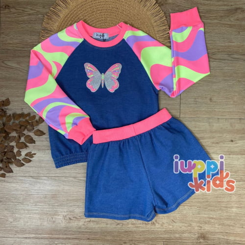 CONJUNTO KUKIE BLUSA E SHORT SAIA BUTTERFLY