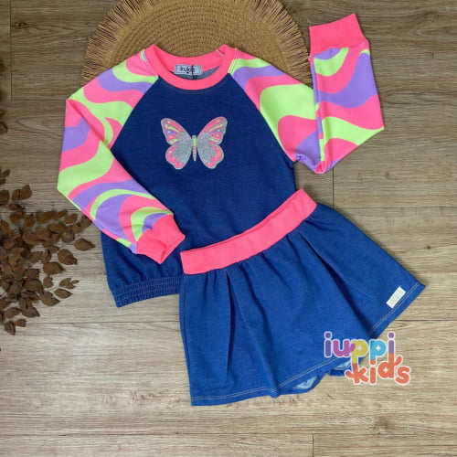 CONJUNTO KUKIE BLUSA E SHORT SAIA BUTTERFLY