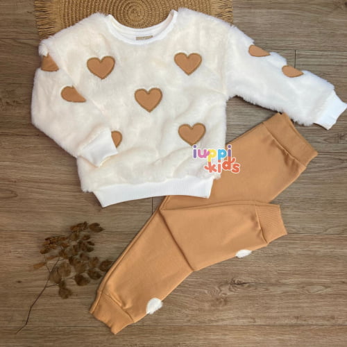 CONJUNTO MILON PELINHOS BLUSA E CALÇA CORAÇOES