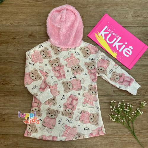 VESTIDO KUKIE MOLETOM COM CAPUZ GOOD VIBES