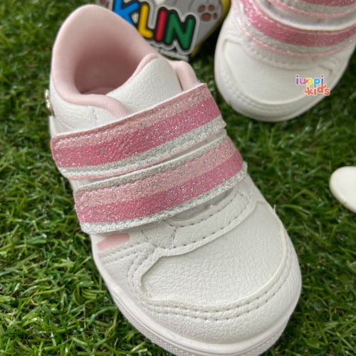 TENIS KLIN MOON BABY BRANCO E ROSA CLARO