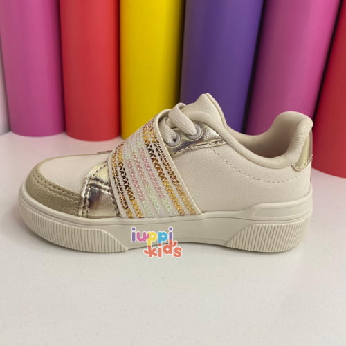  TENIS KLIN ESTRELA OFF WHITE COM DOURADO