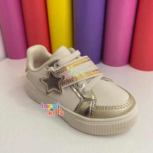  TENIS KLIN ESTRELA OFF WHITE COM DOURADO