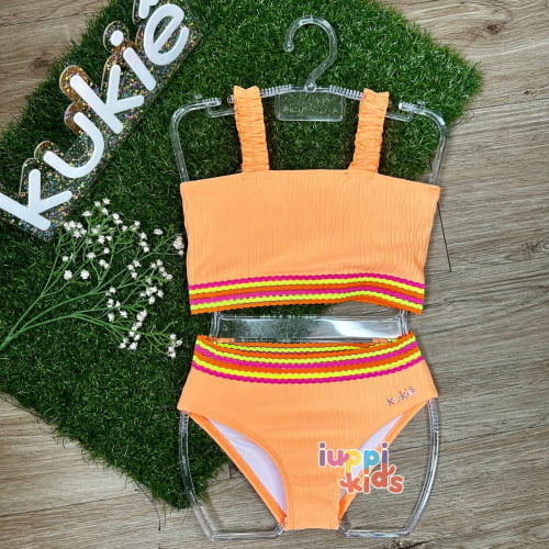 BIQUINI KUKIE LARANJA NEON COM PROTEÇÃO UV 50+ 