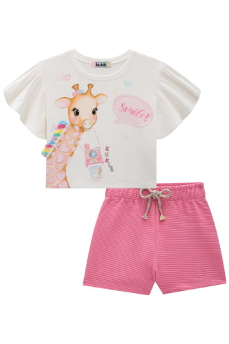 CONJUNTO KUKIE BLUSA E SHORT GIRAFINHA SMILE