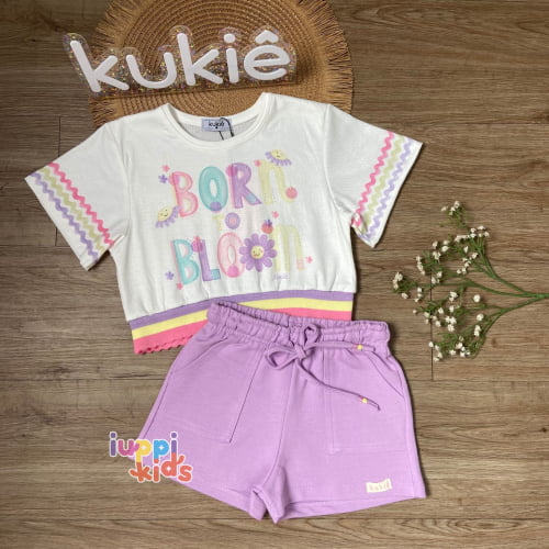 CONJUNTO KUKIE BLUSA E SHORTS BORN TO BLOOM