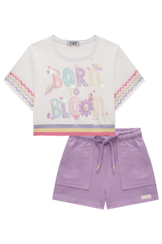 CONJUNTO KUKIE BLUSA E SHORTS BORN TO BLOOM