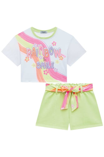 CONJUNTO KUKIE BLUSA E SHORTS RAINBOW