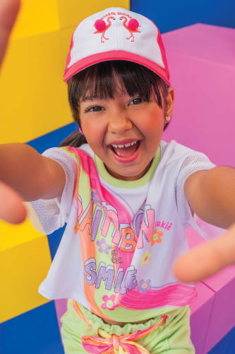 CONJUNTO KUKIE BLUSA E SHORTS RAINBOW