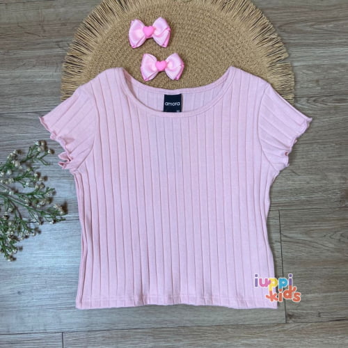 BLUSA CROPPED AMORA SORBET DE MORANGO ROSA