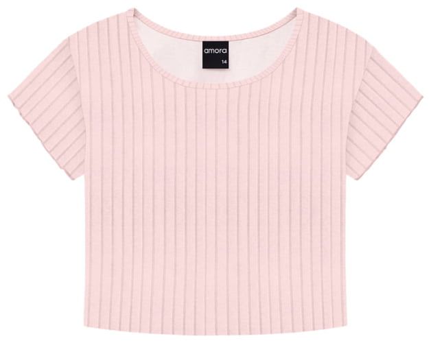 BLUSA CROPPED AMORA SORBET DE MORANGO ROSA