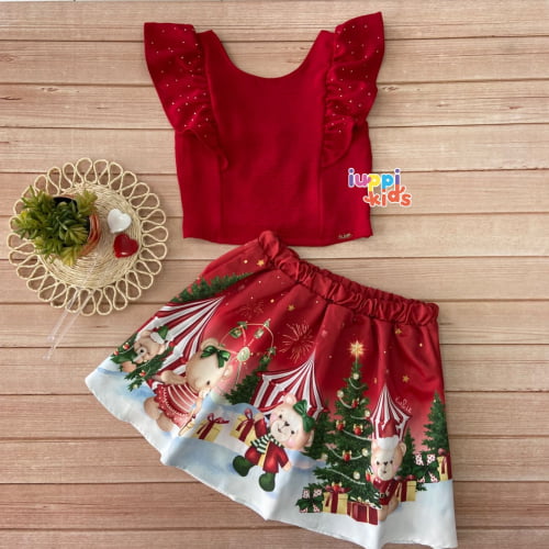 CONJUNTO KUKIE CROPPED E SAIA O NATAL DOS URSOS