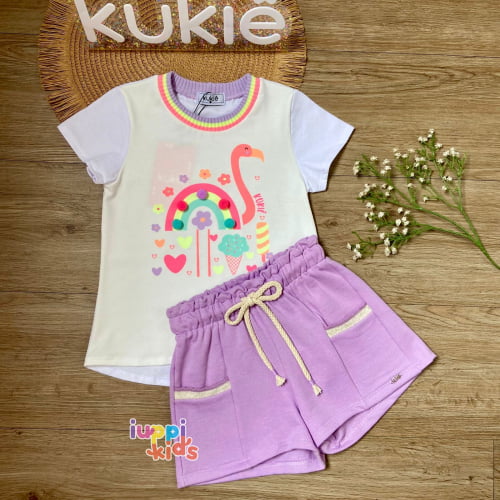 BLUSA KUKIE FLAMINGO COM POMPONS.