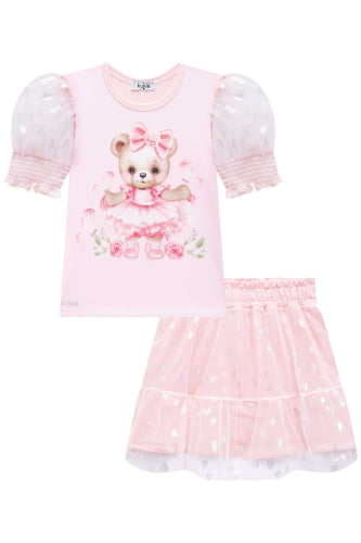 CONJUNTO KUKIE BLUSA E SAIA URSINHA DE TULE