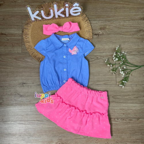 CONJUNTO KUKIE SEREIA ROSA NEON