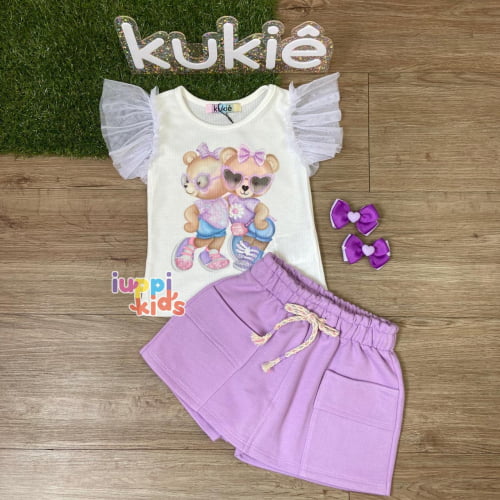 CONJUNTO KUKIE BLUSA E SHORT SAIA URSINHA