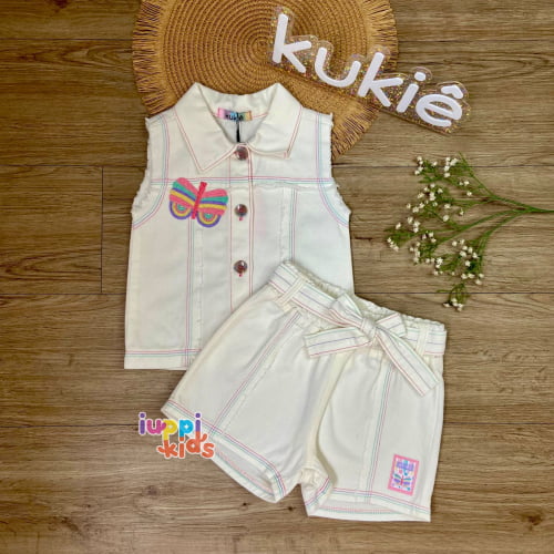 CONJUNTO KUKIE COLETE E SHORTS BORBOLETA.