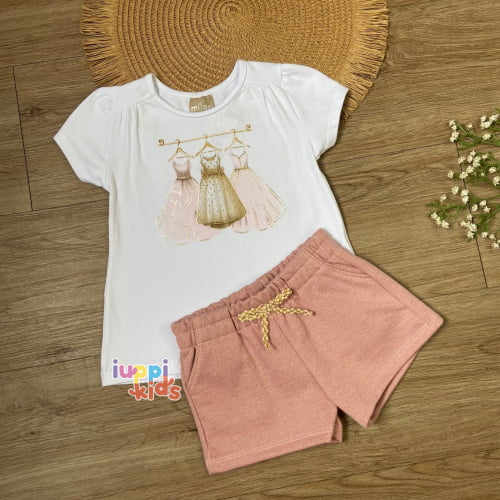 CONJUNTO MILON BLUSA E SHORT FASHION STYLIST ROSA