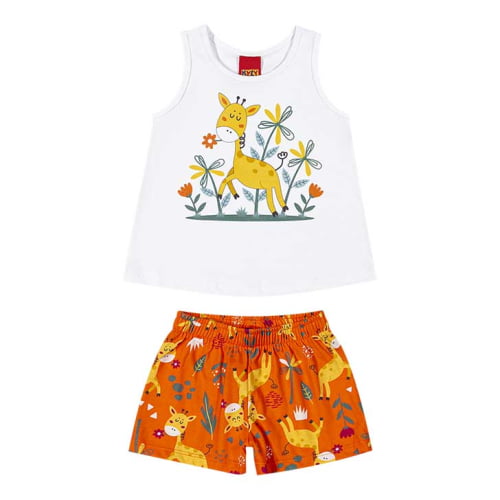 CONJUNTO KYLY REGATA E SHORTS GIRAFINHA